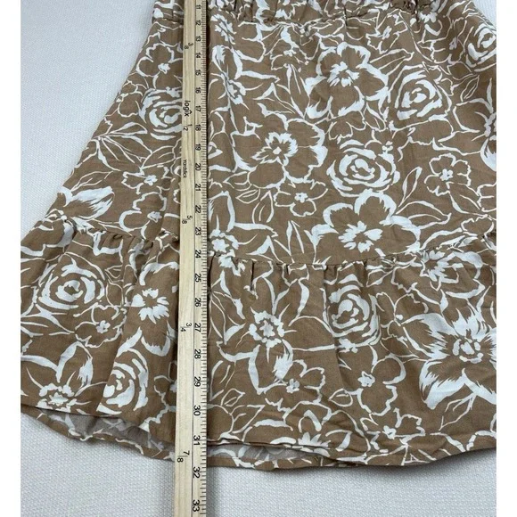 Blu Pepper Babydoll Dress Womens Size L Mini Brown Cream Floral Lined - Picture 3 of 12